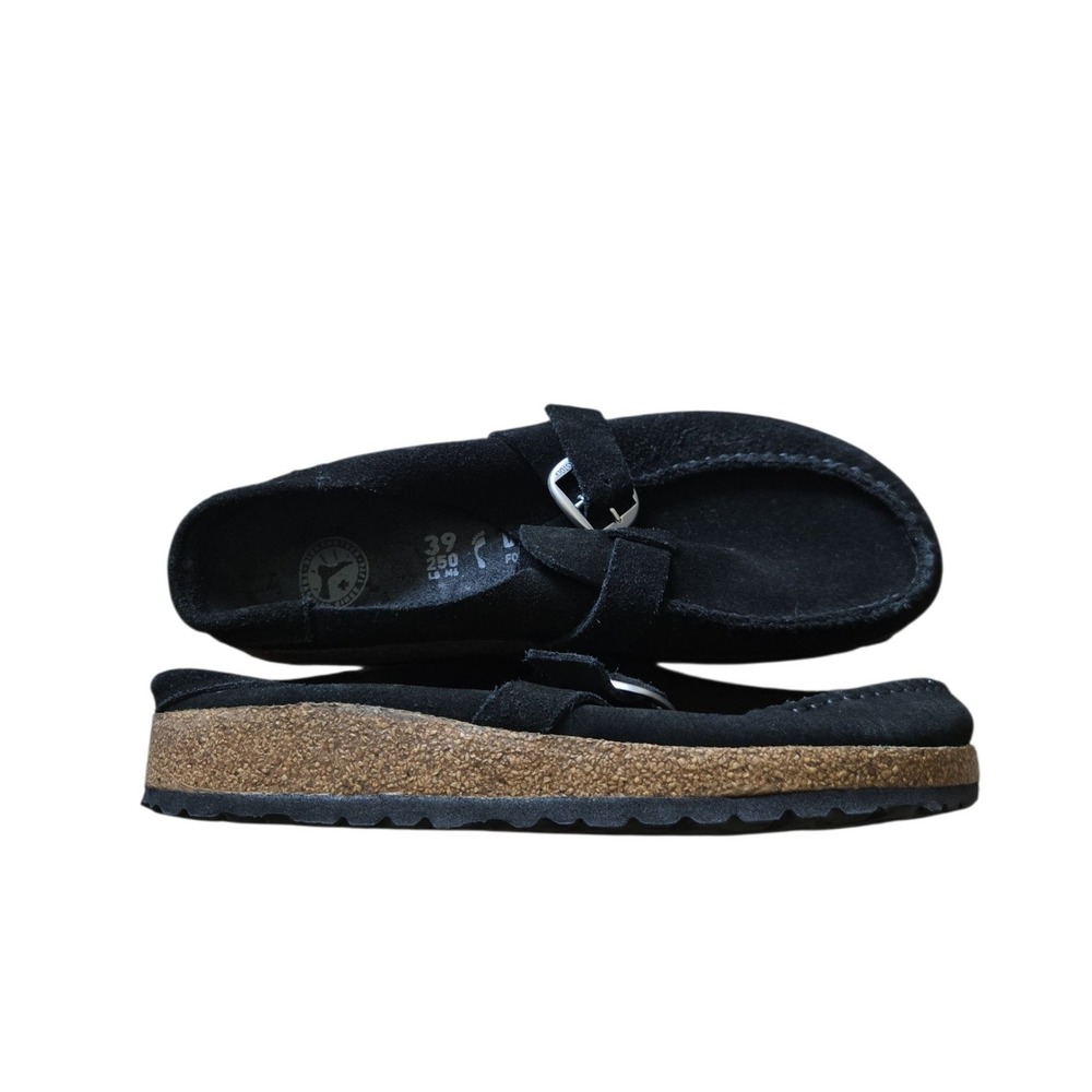 Birkenstock Buckley Black Suede Moccasin Clogs Mules Buckle EU 39 US 8 - Picture 6 of 14